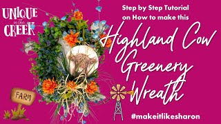 CREATE A HIGHLAND COW GREENERY WREATH  UITC OVAL BOARD [upl. by Nahttam]