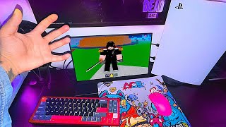 Coloquei teclado e Mouse no PS5 para jogar Roblox kkkk [upl. by Nelubez]