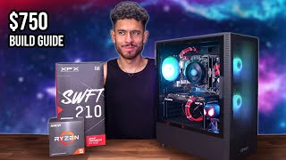 BEST 750 Gaming PC Build Guide  RX 7600 Ryzen 5 5600X w Benchmarks [upl. by Gildus]