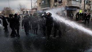 Hundreds of ultraOrthodox Jews protest military service [upl. by Nallek]