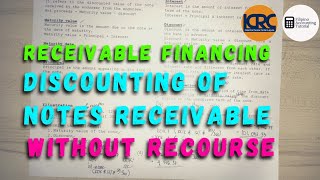 Receivable Financing  Discounting of Note Receivable Without Recourse [upl. by Hammer624]