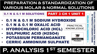 Preparation and standardization of Various molar and normal solutions  01 M amp 01 N  P Analysis [upl. by Sherri]