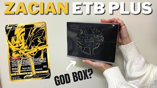 The BEST ZACIAN ETB PLUS Opening  Pokemon God Box [upl. by Llenyl]