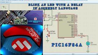 Blink an LED with PIC16F84A Microcontroller in Assembly Language Proteus Simulation [upl. by Arin]