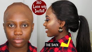 HOW TO Install 360 LACE FRONTAL WIG  BACK Application  Stocking Cap Method  NO GLUE [upl. by Fanni]