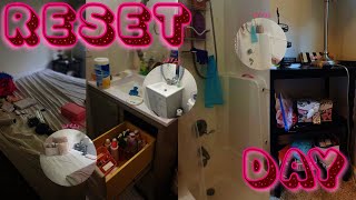 RESET DAY  GETTING READY FOR THE WEEK  Deeping cleaning my room  bathroom  shower  organizing [upl. by Wengert]