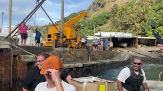 Departing Pitcairn Island on a longboat [upl. by Aibos]