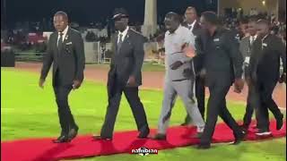 Opposition leader Raila Odinga arrived for Hage Geingobs memorial service at Independence Stadium [upl. by Airetahs]