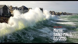 Marée 117 Mars 2020 filmée en drone  SaintMalo  Bretagne  France [upl. by Mauchi]