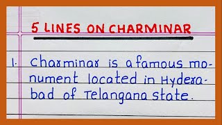 Few Lines on Charminar  5 Lines on Charminar  in English [upl. by Nickolas]