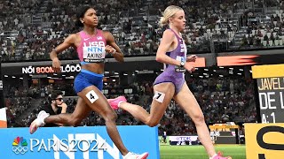 Team USAs Akins pushes Hodgkinson to the line in tough 800m semi at Worlds  NBC Sports [upl. by Nos]