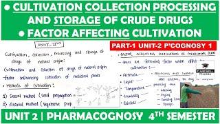 Cultivation Collection Processing and Storage of Crude Drugs  Factor Affecting cultivation P1 U1 [upl. by Eesak939]