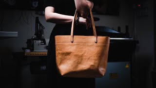 Making a Zipper Leather Tote Bag  Leather Craft ASMR [upl. by Tarra]