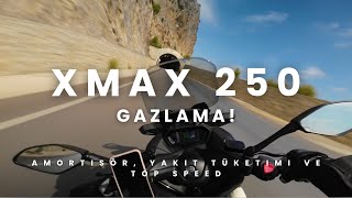 XMAX 250 GAZLAMA  RODAJ BİTTİ YAKIT TÜKETİMİ VE TOP SPEED [upl. by Onitsirc]