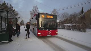 Sweden Stockholm bus 704 ride from Prostvägen to Huddinge railway station [upl. by Armilda]