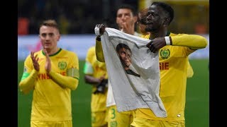 Emotional ninthminute tribute to Emiliano Sala at Nantes [upl. by Leahcimauhsoj]