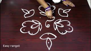 easy diwali rangoli designs for beginners  rangoli art designs for diwali  simple kolam with dots [upl. by Neehsuan]