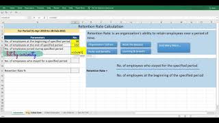 Retention Rate Explanation Formula and Calculation in Excel  Employee Retention Rate [upl. by Atsyrk]