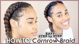 How to Dutch BraidCornrow Natural Hair  Dutch Braids [upl. by Nickerson]