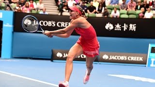 Eugenie Bouchard vs Maria Sharapova AMAZING POINT Australian Open 2015 [upl. by Esirtal]