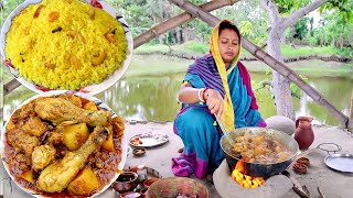 ঘরোয়া পদ্ধতিতে বাসন্তী পোলাও আর চিকেন কষা রেসিপিpolao recipemisti polaobasanti polao [upl. by Wanyen174]