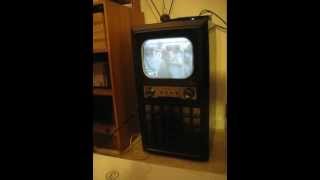 Giants Redskins football game ending on vintage BampW TV Admiral [upl. by Gustavo]