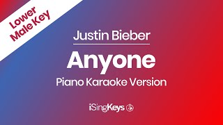 Anyone  Justin Bieber  Piano Karaoke Instrumental  Lower Male Key [upl. by Naej]