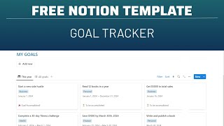 Free Notion Goal Tracker Template  Plan and Track Your Goals Effortlessly  2024 Notion Template [upl. by Lhary]