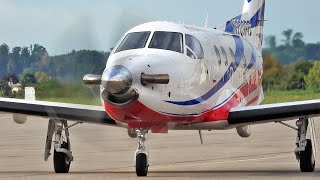 Pilatus PC12 NG landing at Nancy airport  Nice turboprop music [upl. by Anekahs]