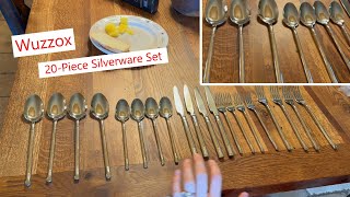 Wuzzox 20Piece Silverware Set 1810 steel and pretty silverware dinnerware utensils [upl. by Hayikat]