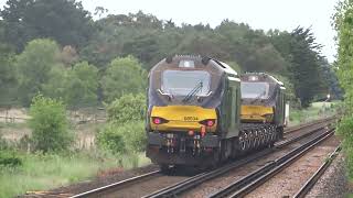 BOWLED  TnT 68017 amp 68034 passing Holton Heath for Winfrith 310523 [upl. by Magavern]