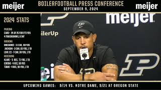 Purdue Football Press Conference  September 9 2024 [upl. by Edrahs]