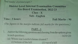 Pre Test Examination 202223 class 10  English Question Paper  Barpeta District eduaxom3690 [upl. by Enylekcaj541]