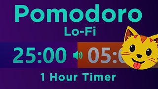 LoFi Pomodoro Technique Study Music Timer 25 x 5 minute  2 Cycles 1 Hour [upl. by Kassia538]