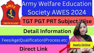 AWES Army School TGT PGT PRT Recruitment 2024  Apply Now for Online Screening Test OST 📝📚 [upl. by Pessa907]