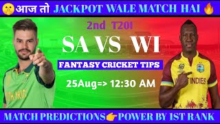 WEST INDIES VS SOUTH AFRICA 2ND T20I MATCH 2024dream11teamdreamdream11predictiondream11team [upl. by Shaylynn]