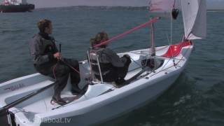 How to Sail  How to Gybe a two person sailboat turn away from the wind [upl. by Alekim283]