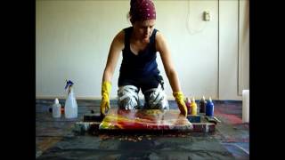 Abstracte achtergrond maken met vloeibare acrylverf realtime Eline Ulaen Art [upl. by Nylknarf]