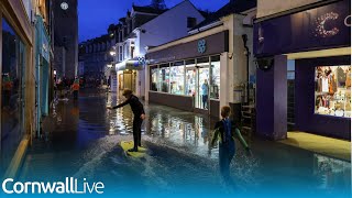 Dramatic footage as Cornwall floods and waves at high spring tides [upl. by Semele636]