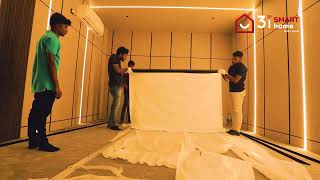 Cinematic Euros R150inch fixed frame acousticPro home cinema screen installation [upl. by Eiclehc585]