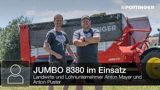 Landwirte und Lohnunternehmer Mayer und Puster zeigen JUMBO 8380 Ladewagen im Einsatz  PÖTTINGER [upl. by Manly501]