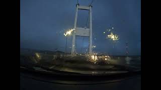 SEVERN BRIDGE CHEPSTOW TO AVONMOUTH DRIVING FROM WALES ON A WINTER EVENING IN RAIN [upl. by Mathia]