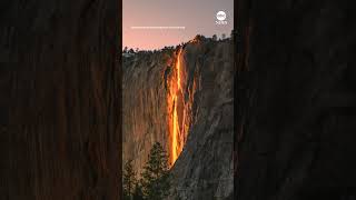 Sun creates ‘firefall’ on Yosemite’s Horsetail Fall [upl. by Reilamag]