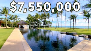 Touring a MASSIVE 7550000 beachfront LUXURY MEGAVILLA  Surreal beachfront escape [upl. by Wadell]