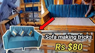 How to make a latest classical sofa set full Velvet sofa simple sofa design sofa making sofa design [upl. by Orfurd]