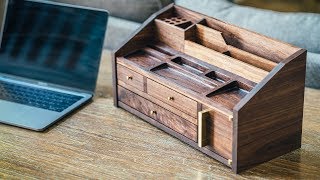 DIY Mid Century Modern Desk Organizer  How To Build  Woodworking [upl. by Asyle]