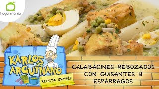 Receta de calabacines rebozados con guisantes y espárragos [upl. by Nnateragram]