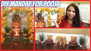 HOW TO MAKE MANDAP FOR POOJA  DIY QUICK amp EASY POOJA DECORATION IDEAS  SIMPLE DECORATION FOR POOJA [upl. by Eliak]