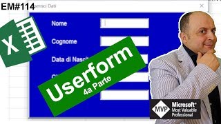 EM114 Userform Excel VBA per popolare il database Parte 44 creare un automatizzare con un codice [upl. by Legge762]