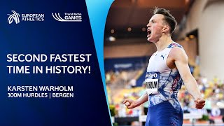 Warholm POWERS to super fast 300m hurdles in Bergen 🔥 [upl. by Cartwright80]